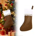 thumbnail image 1 of Christmas Stocking White Cuff Gold Trim DIY Blank Gift Holder 14.2in Rustic Mantel Fireplace Holiday Decor Brown, 1 of 3