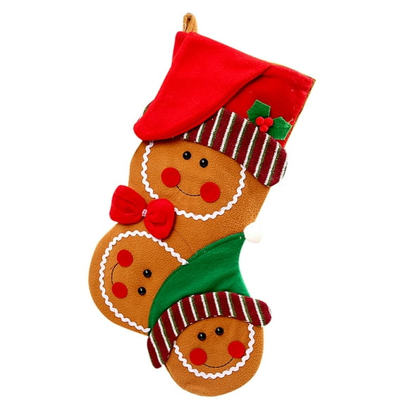 Christmas Stocking for Fireplace, Large Red Felt Stocking for Candy Gifts, Traditional Xmas Hanging Decor Sock for Holiday(As Shown)