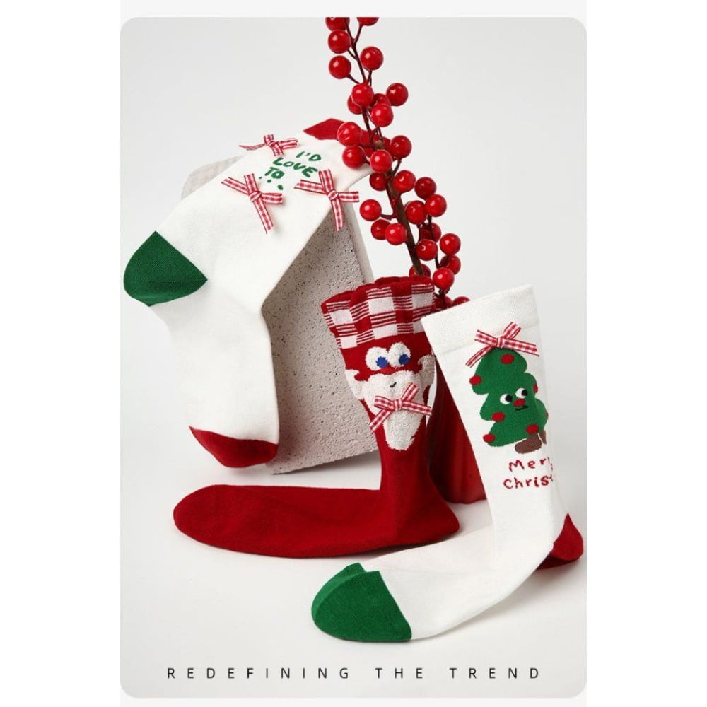Christmas Stocking for Women Autumn/Winter Mid-Calf Socks Cute Homewear Warm Long Socks Holiday Gift with Festive Designs.