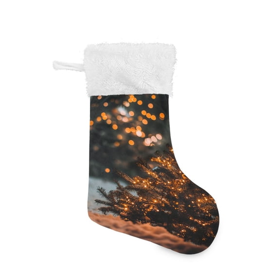 Christmas Stocking with Hanging Loop for Family Holiday Ornament A Glowing Christmas Tree