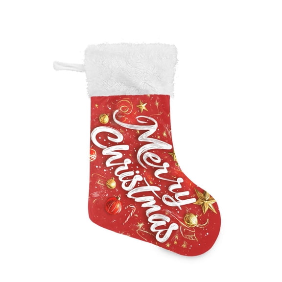 Christmas Stocking with Hanging Loop for Family Holiday Ornament Calligraphy Of Merry Christmas