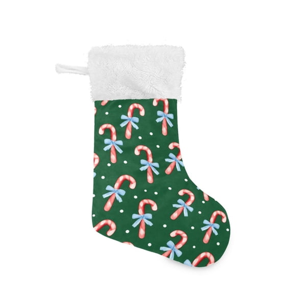 Christmas Stocking with Hanging Loop for Family Holiday Ornament Candy Cane Holiday Pattern
