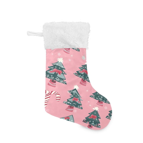 Christmas Stocking with Hanging Loop for Family Holiday Ornament Candy Canes and Christmas Tree