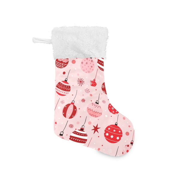 Christmas Stocking with Hanging Loop for Family Holiday Ornament Christmas Baubles Pattern