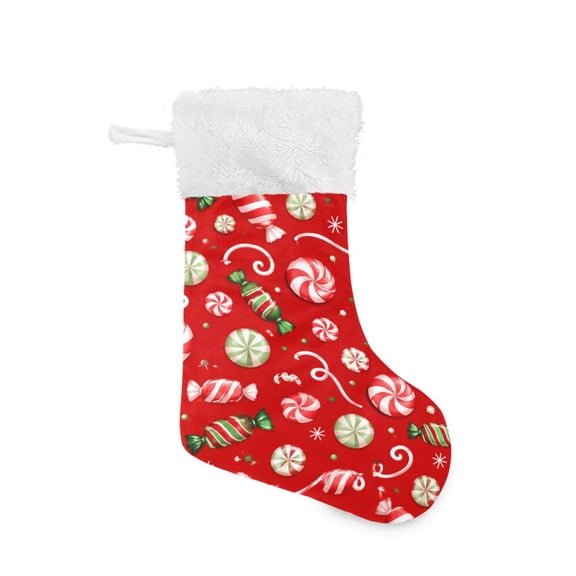 Christmas Stocking with Hanging Loop for Family Holiday Ornament Christmas Candy Stripe Pattern