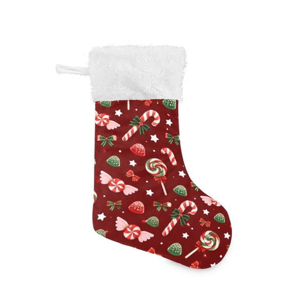 Christmas Stocking with Hanging Loop for Family Holiday Ornament Christmas Candy Sweet Pattern