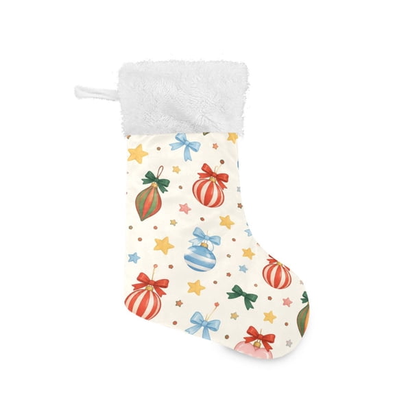 Christmas Stocking with Hanging Loop for Family Holiday Ornament Christmas Ornament Bow Star Pattern