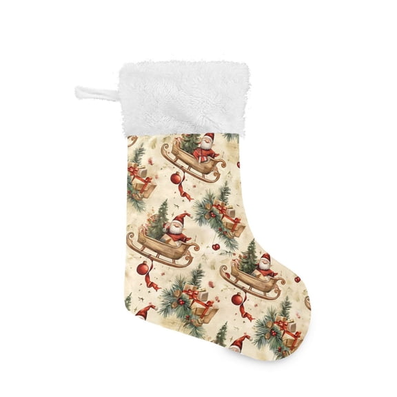 Christmas Stocking with Hanging Loop for Family Holiday Ornament Christmas Sleigh Pattern