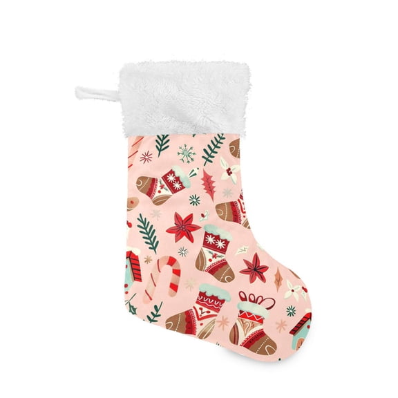 Christmas Stocking with Hanging Loop for Family Holiday Ornament Christmas Stockings and Candy Canes Pattern