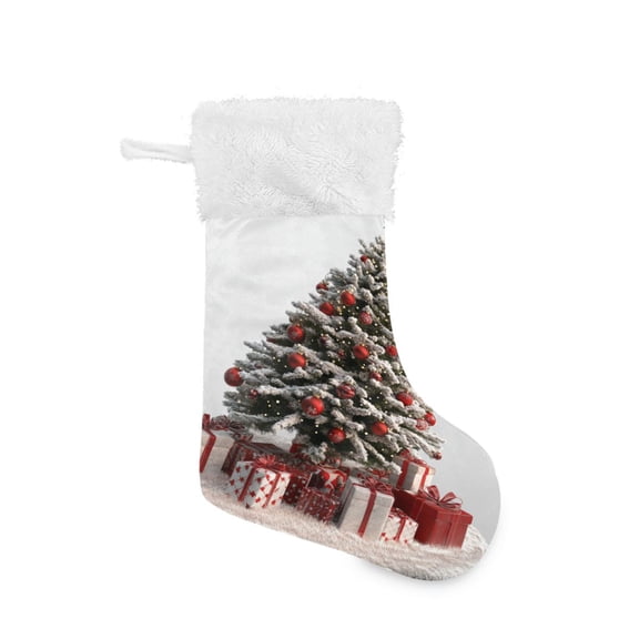 Christmas Stocking with Hanging Loop for Family Holiday Ornament Christmas Tree with Gifts