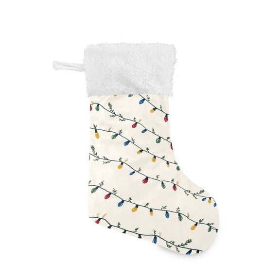 Christmas Stocking with Hanging Loop for Family Holiday Ornament Colorful Christmas Lights Pattern