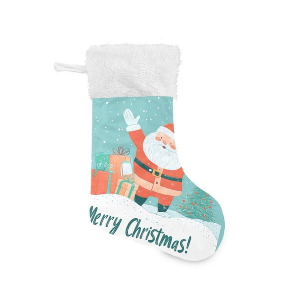 Christmas Stocking with Hanging Loop for Family Holiday Ornament Cute Cartoon Santa Claus