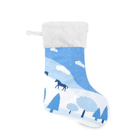 Christmas Stocking with Hanging Loop for Family Holiday Ornament Cute Cartoon Winter Landscape