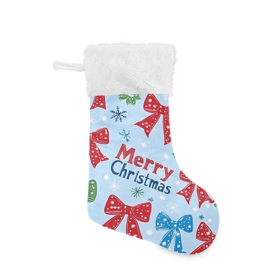 Christmas Stocking with Hanging Loop for Family Holiday Ornament Cute Christmas Bows