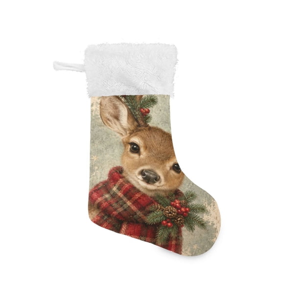 Christmas Stocking with Hanging Loop for Family Holiday Ornament Cute Christmas Deer
