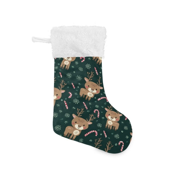 Christmas Stocking with Hanging Loop for Family Holiday Ornament Cute Christmas Reindeer Pattern