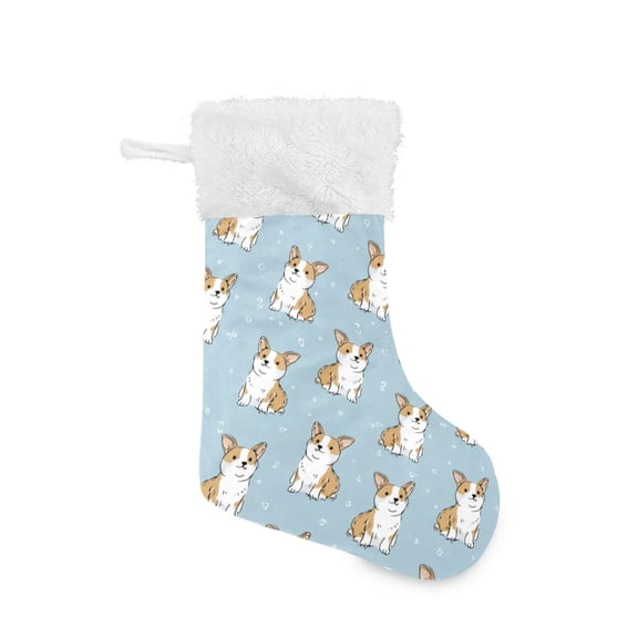 Christmas Stocking with Hanging Loop for Family Holiday Ornament Cute Little Dog Pattern