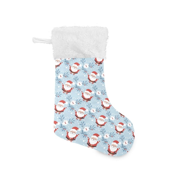 Christmas Stocking with Hanging Loop for Family Holiday Ornament Cute Santa Claus Characters Pattern