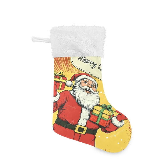Christmas Stocking with Hanging Loop for Family Holiday Ornament Cute Santa Claus