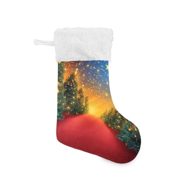 Christmas Stocking with Hanging Loop for Family Holiday Ornament Decorated Christmas Trees