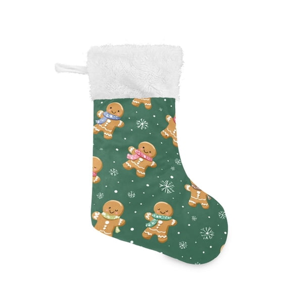 Christmas Stocking with Hanging Loop for Family Holiday Ornament Gingerbread Christmas Theme Pattern