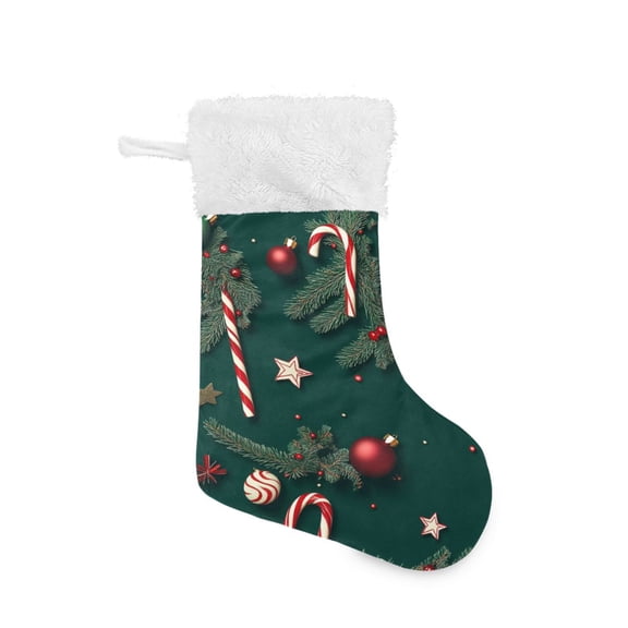 Christmas Stocking with Hanging Loop for Family Holiday Ornament Green Christmas Decoration
