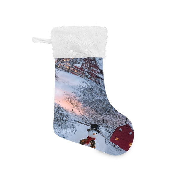 Christmas Stocking with Hanging Loop for Family Holiday Ornament House and Snowman