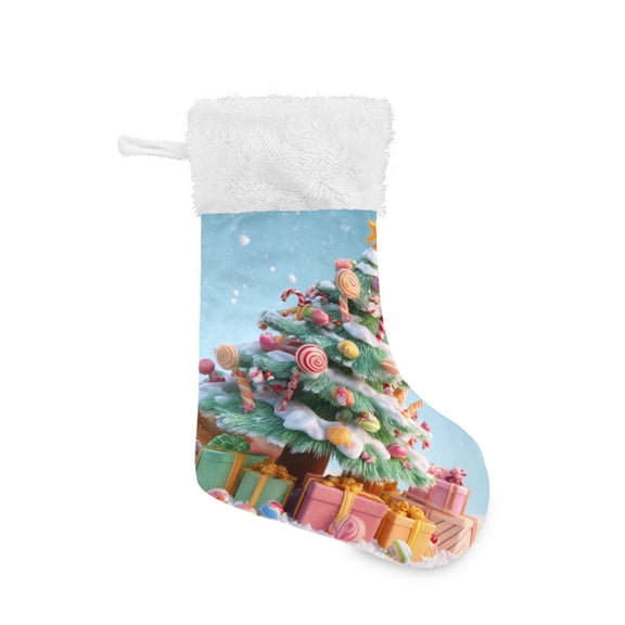 Christmas Stocking with Hanging Loop for Family Holiday Ornament Lollipops Christmas Tree
