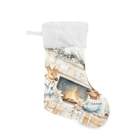 Christmas Stocking with Hanging Loop for Family Holiday Ornament Moose and Deer