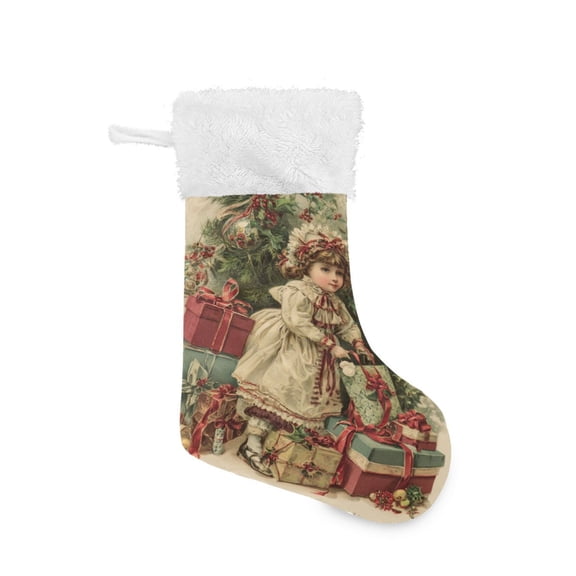 Christmas Stocking with Hanging Loop for Family Holiday Ornament Nostalgic Christmas Atmosphere