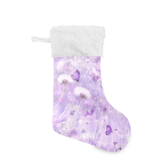 Christmas Stocking with Hanging Loop for Family Holiday Ornament Pastel Purple Meadow
