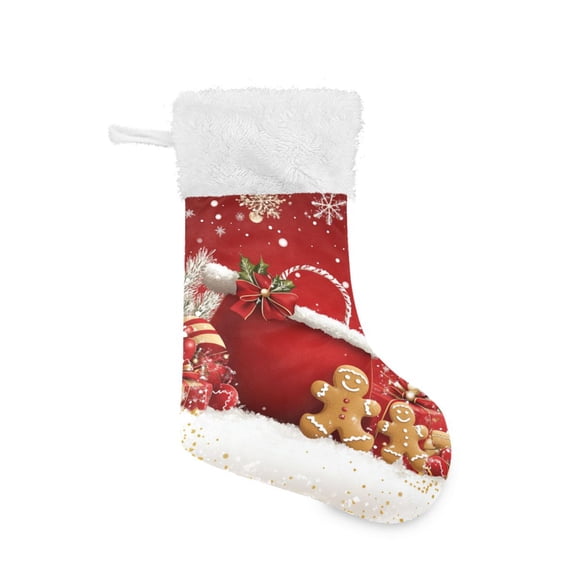 Christmas Stocking with Hanging Loop for Family Holiday Ornament Red Gift Bag