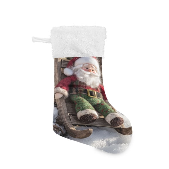 Christmas Stocking with Hanging Loop for Family Holiday Ornament Santa Claus Doll