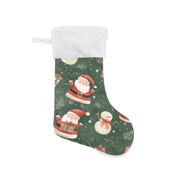 Christmas Stocking with Hanging Loop for Family Holiday Ornament Santa Claus Holding Presents