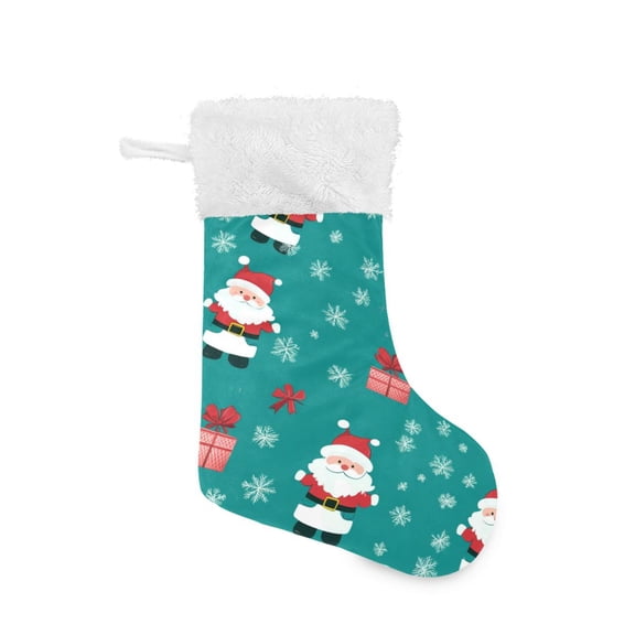 Christmas Stocking with Hanging Loop for Family Holiday Ornament Santa Claus and Presents