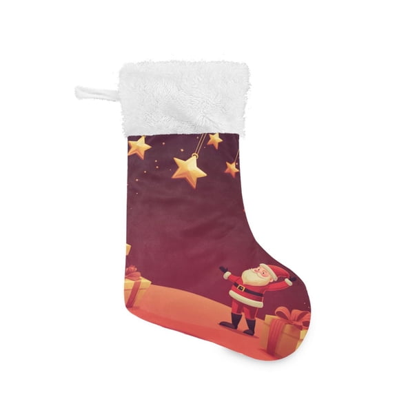 Christmas Stocking with Hanging Loop for Family Holiday Ornament Starry Christmas Background