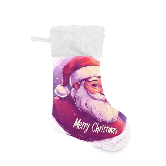 Christmas Stocking with Hanging Loop for Family Holiday Ornament Stylized Santa Claus