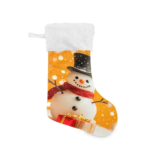 Christmas Stocking with Hanging Loop for Family Holiday Ornament White Happy Snowman