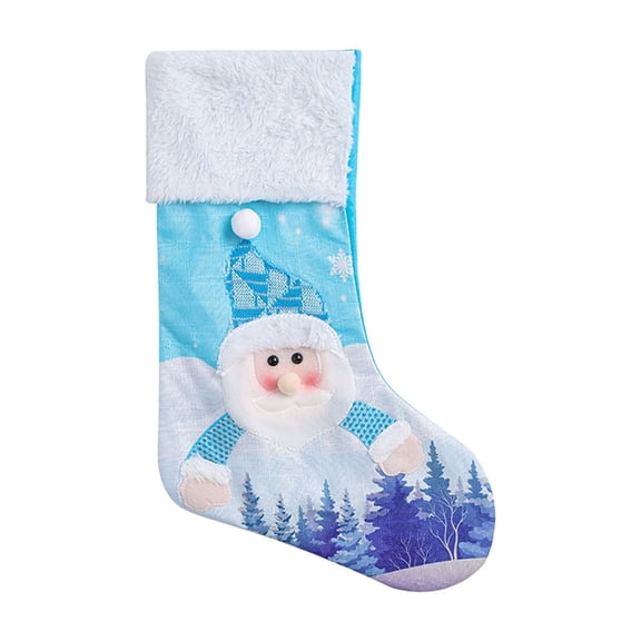 Christmas Stocking with Lights, 19 Inch Blue Snowman Gift Sock, Glowing Fabric Candy Bag for Tree, Wall, and Holiday Decorations
