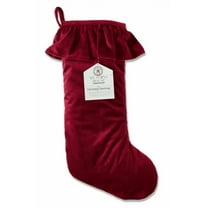 Christmas Stocking with Ruffle Cuff – 20” Large Elegant Red Stocking for Farmhouse Fireplace Decoration