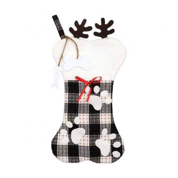 Christmas Stockings, 1 Pack 18inch Personalized Dog Stocking, Antlers Bone Shape Pet Stocking, Best Gifts for Kids Dogs and Cats, Gray