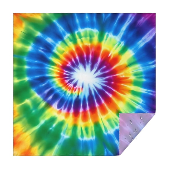 Rainbow Tie Dye Radial Pattern Square Tablecloth,Waterproof Square Table Cover,Wipeable Spillproof Washable Table Cover for Home Kitchen Party Decor 52"x52"(132x132cm)