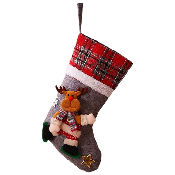Christmas Stockings, 15.7" Classic Farmhouse Large Christmas Stockings with 3D Santa, Snowman, Reindeer, Polar Bear for Family Holiday Party Christmas Decorations