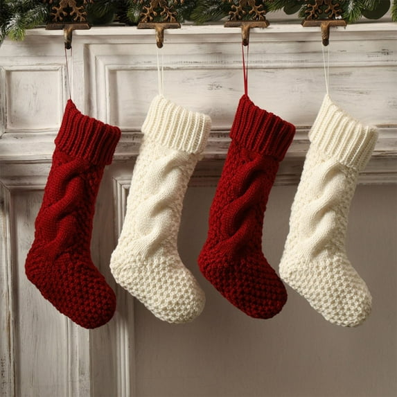 Christmas Stockings 15” Large Stockings, 1 Pack Knitted Xmas Stocking for Kids,Holiday and Family Stocking for Fireplace Christmas Party Decoration