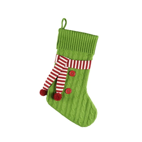 Christmas Stockings, 17.7Inches Large Cable Knitted Stocking Personalized Xmas Hanging Stocking Decorations with Button Tie for Holiday Christmas Party Family Decor(Red White)