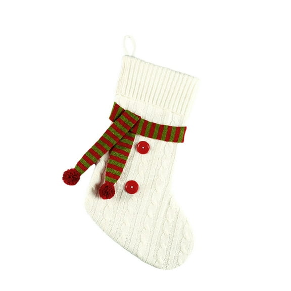 Christmas Stockings, 17.7Inches Large Cable Knitted Stocking Personalized Xmas Hanging Stocking Decorations with Button Tie for Holiday Christmas Party Family Decor(Red White)