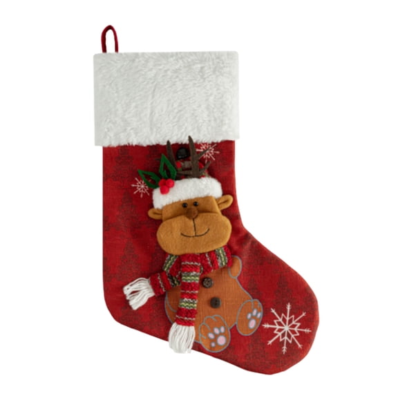 Christmas Stockings 18 Inch Xmas Stockings with Snowflake Santa Snowman Reindeer Penguin Designs Plush for Fireplace Stairs Hanging Christmas Home Decor