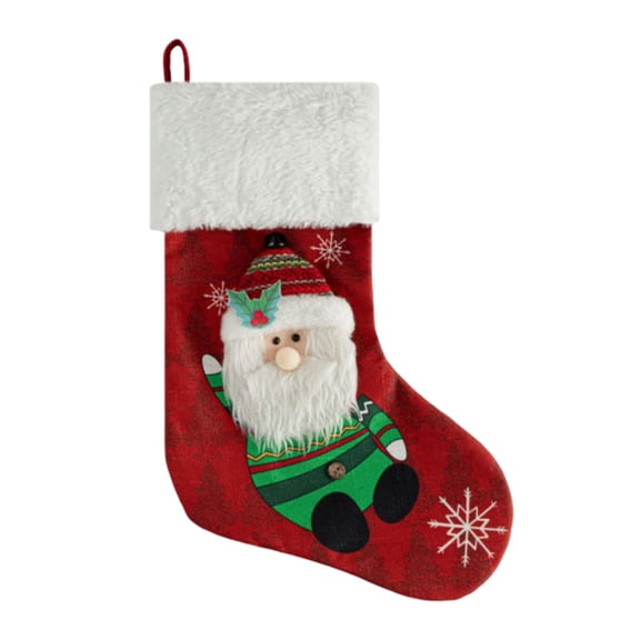 Christmas Stockings 18 Inch Xmas Stockings with Snowflake Santa Snowman Reindeer Penguin Designs Plush for Fireplace Stairs Hanging Christmas Home Decor