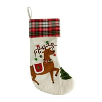 Christmas Stockings 18 Inches - Burlap with Large Plush Cuff for Fireplace Mantle Hanging, Family Holiday Xmas Party Decorations Set