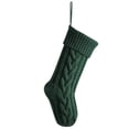 thumbnail image 1 of Christmas Stockings 18 Inches Classic Cable Knitted Socks Fireplace Hanging Stockings Family Holiday Party Xmas Decoration Sock 1 PC Dark Green One Size, 1 of 5